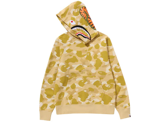 A Bathing Ape Color Camo Shark Pullover Hoodie in Yellow xld