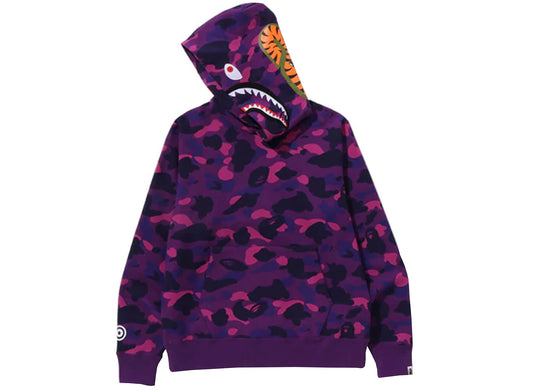 A Bathing Ape Color Camo Shark Pullover Hoodie in Purple xld