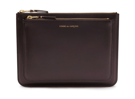 Comme des Garçon Outside Pocket Zip Pouch in Brown