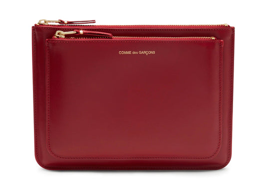 Comme des Garçon Outside Pocket Zip Pouch in Red
