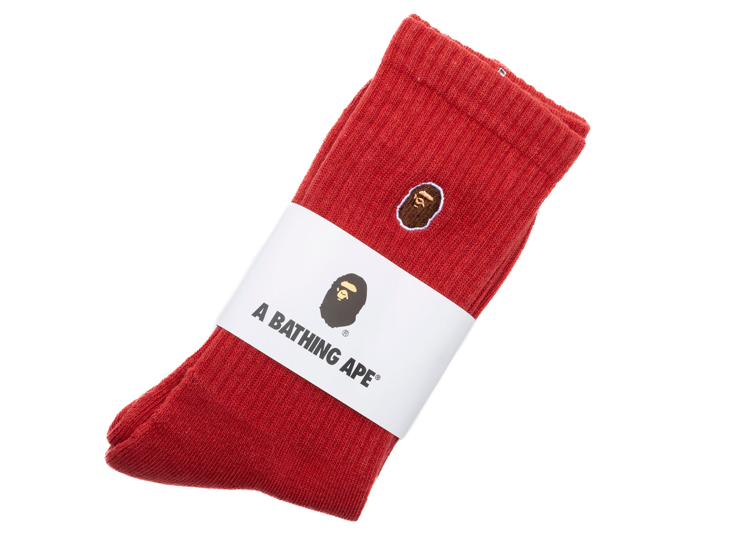 A Bathing Ape Ape Head One Point Socks in Red