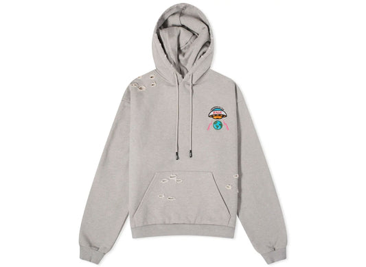 Members Of The Rage Distressed Small Logo Hoodie in Grey