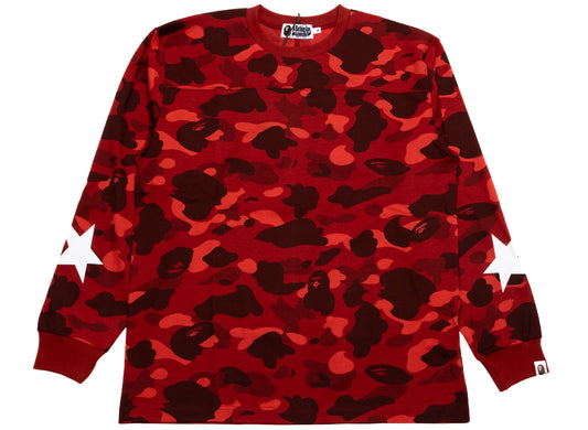 A Bathing Ape Color Camo L/S Tee in Red