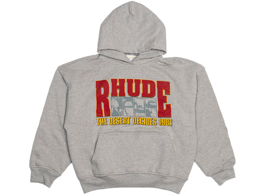 Rhude The Desert Decides Hoodie in Heather Grey / Red / Multi