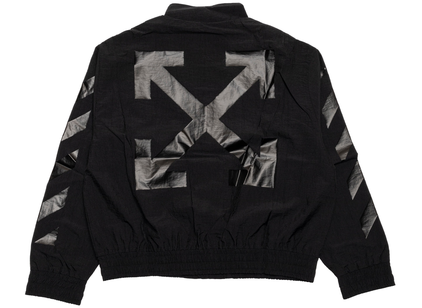 OFF-WHITE Glossy Arrow Nylon Relax Tracktop in Black