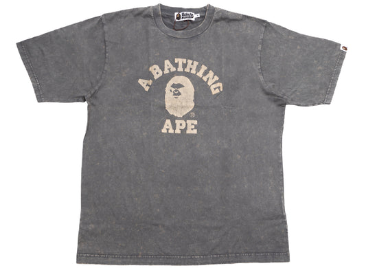 A Bathing Ape Overdye College Relaxed Fit Tee in Dark Charcoal