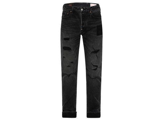 Evisu Camouflauge Brushstroke Daicock Print Distressed Carrot Fit Jeans