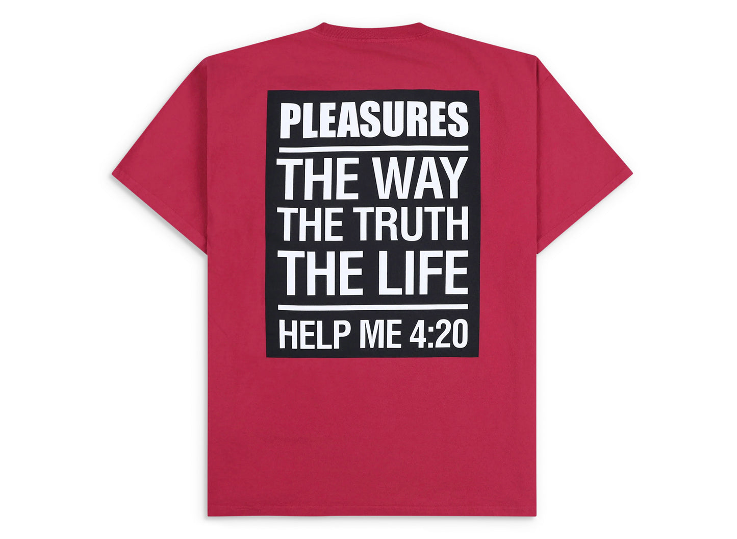 Pleasures Scripture T-Shirt in Ruby
