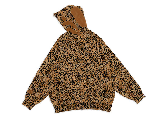 A Bathing Ape Wild Leopard Pattern Shark Relaxed Fit Full Zip Hoodie