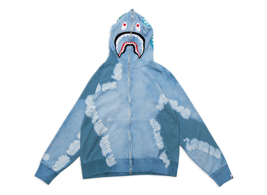 A Bathing Ape Hand Dye Shark Full Zip Hoodie in Blue