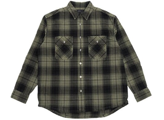 Purple Brand Plaid Flannel L/S Shirt in Green