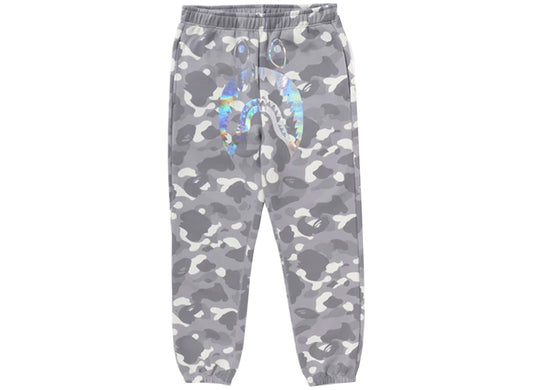 A Bathing Ape City Camo Shark Sweatpants in Grey