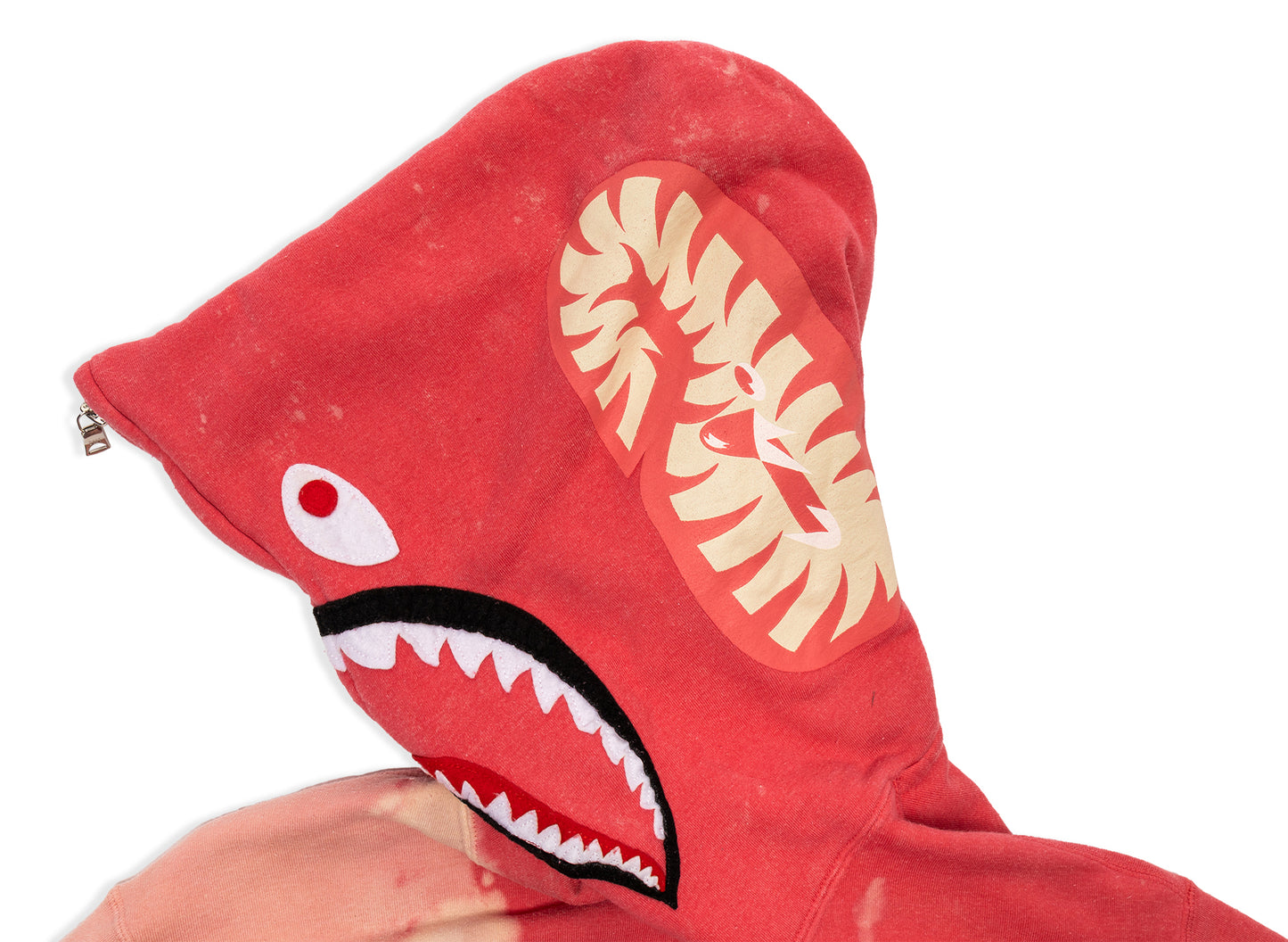 A Bathing Ape Hand Dye Shark Full Zip Hoodie in Red