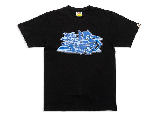 A Bathing Ape Asnka Kanji Graffiti Logo Tee in Blue