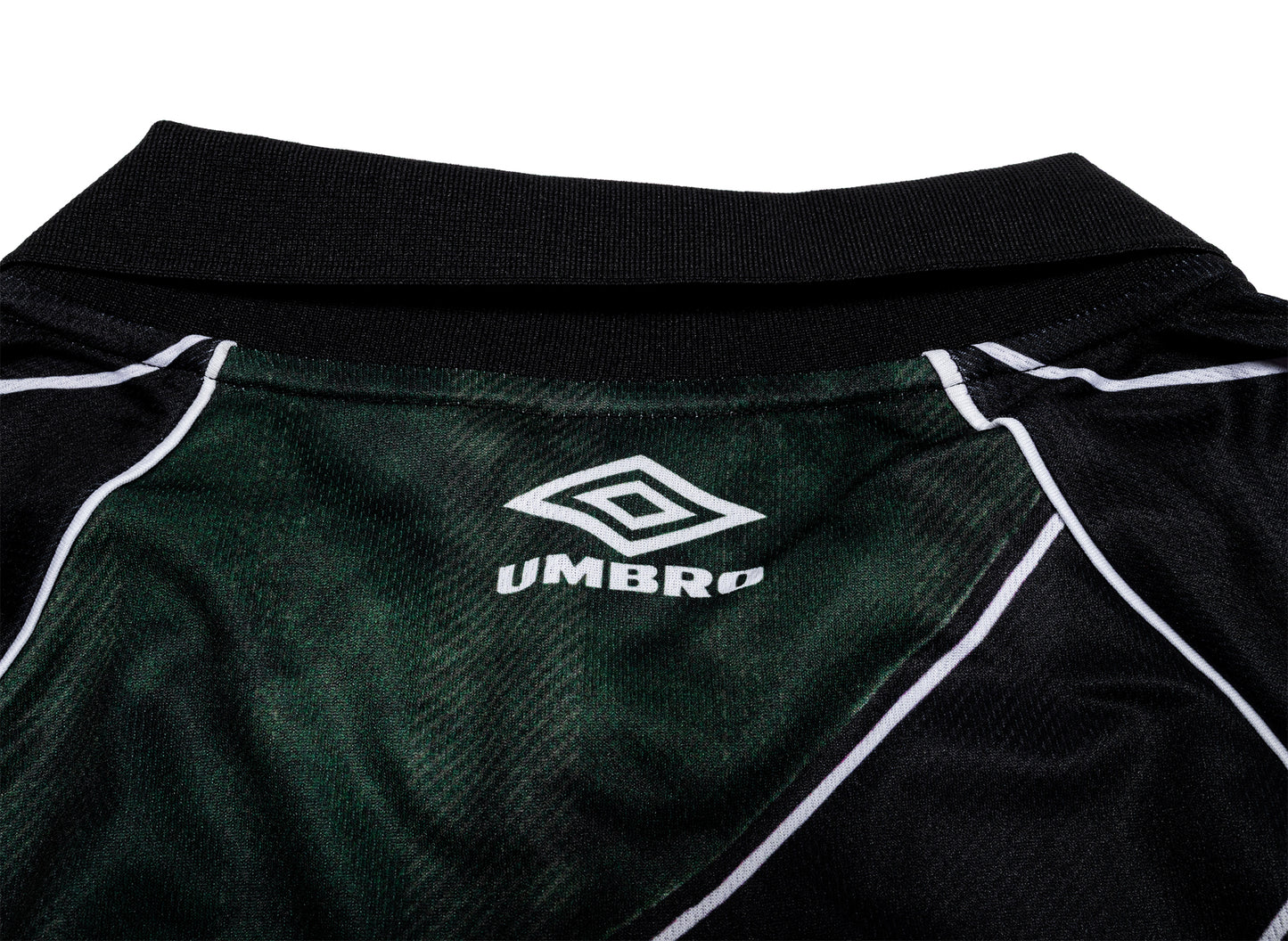 Umbro 95-96 Long Sleeve Polo in Dark Green / Black