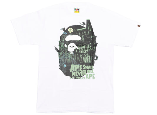 A Bathing Ape Halloween Bape Mansion Ape Head Tee in White