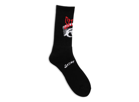 Saint Michael Eye Socks in Black