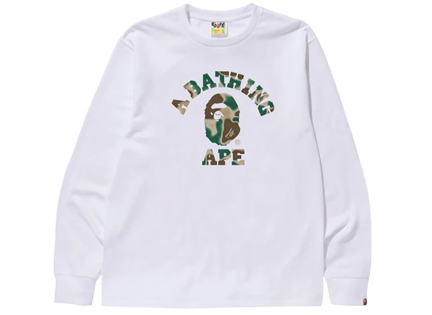 T-shirt à manches longues A Bathing Ape Liquid Camo College blanc