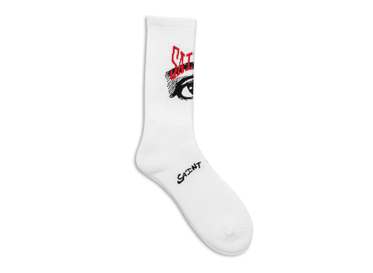 Saint Michael Eye Socks in White