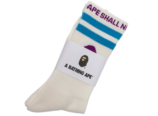 A Bathing Ape Ape Head Line Socks in White