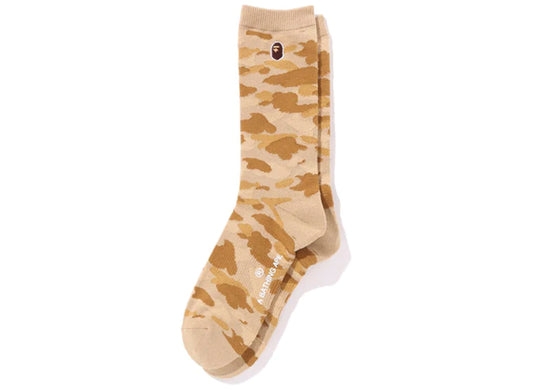 A Bathing Ape Color Camo Ape Head One Point Socks in Yellow