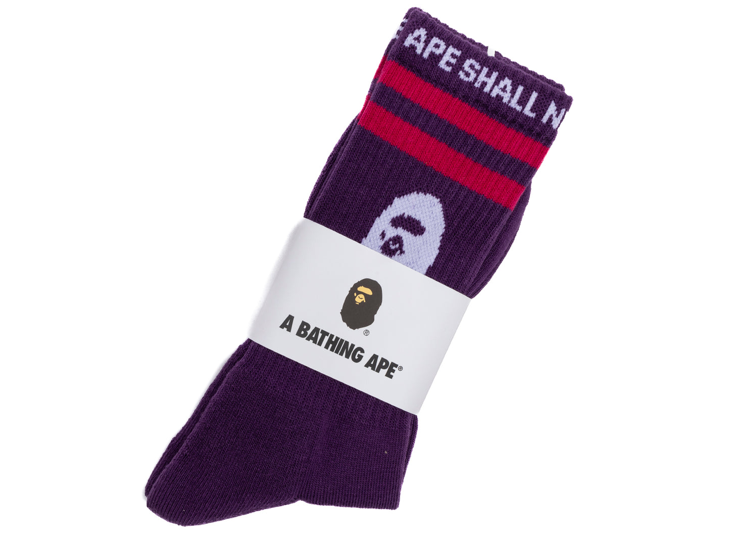A Bathing Ape Ape Head Line Socks in Purple