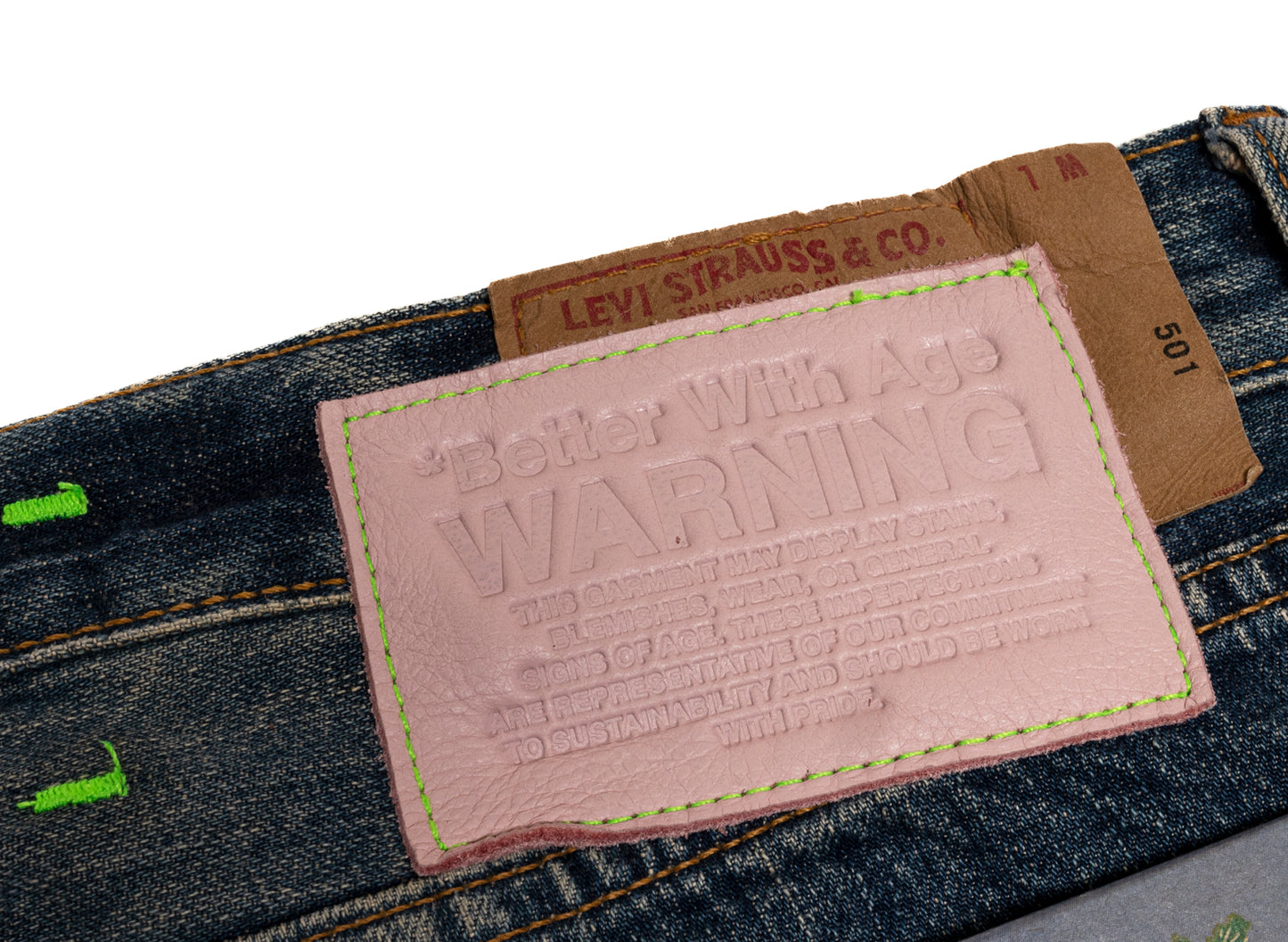 Better With Age Gene Denim in blue, handmade one-of-one men's jeans made in the USA, view 4