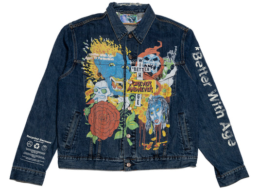 Better With Age Maudye Trucker Jacket in blue, a one-of-one handmade men's jacket