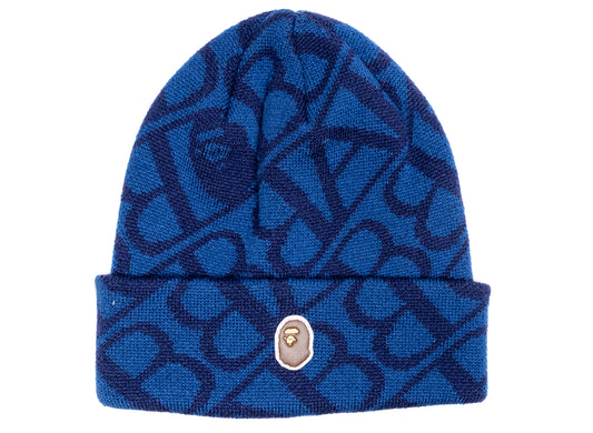 A Bathing Ape Sport Monogram Knit Cap in Blue