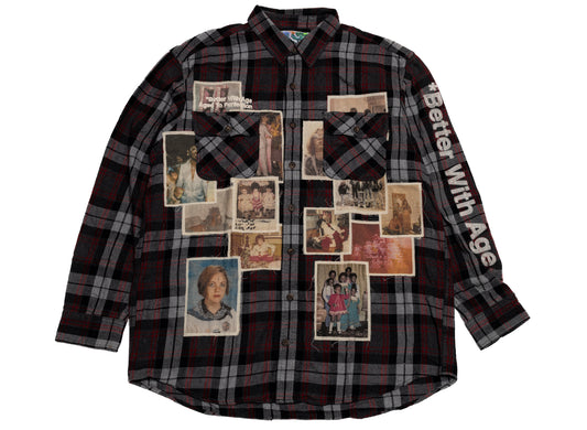 Better With Age Menage Flannel Shirt in multi-color, a handmade one-of-one men's flannel shirt