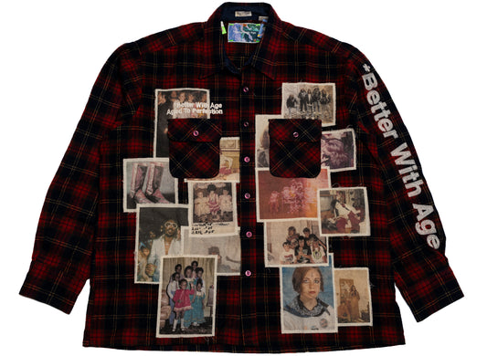 Better With Age Menage Flannel Shirt in multi-color, handmade one-of-one men's flannel shirt made in the USA