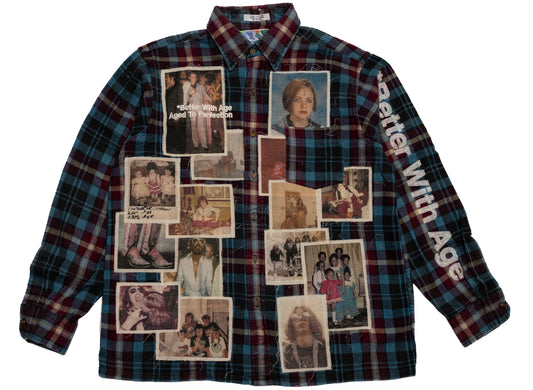Better With Age Menage Flannel Shirt in multi-color, one-of-one handmade men's flannel shirt