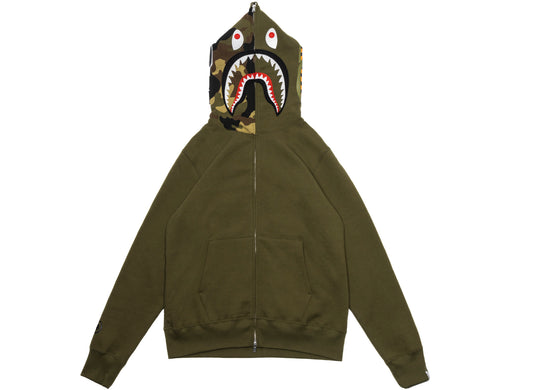 A Bathing Ape 1st Shark Full Zip Hoodie in Olive