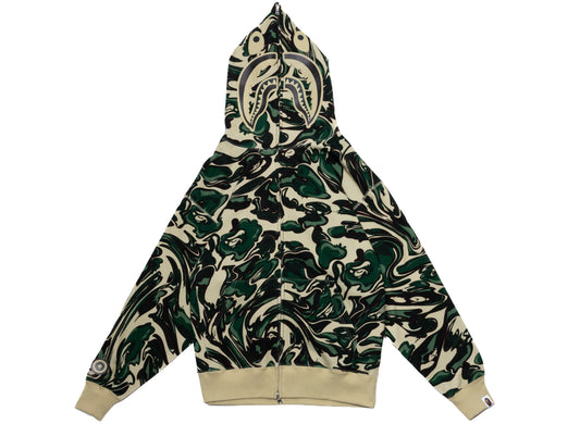 A Bathing Ape Marbling Camo Shark Relaxed Fit Full Zip Hoodie