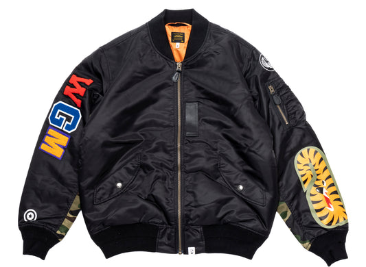A Bathing Ape Shark MA-1 Jacket in Black