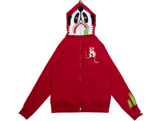 A Bathing Ape Panda Full Zip Hoodie in Red
