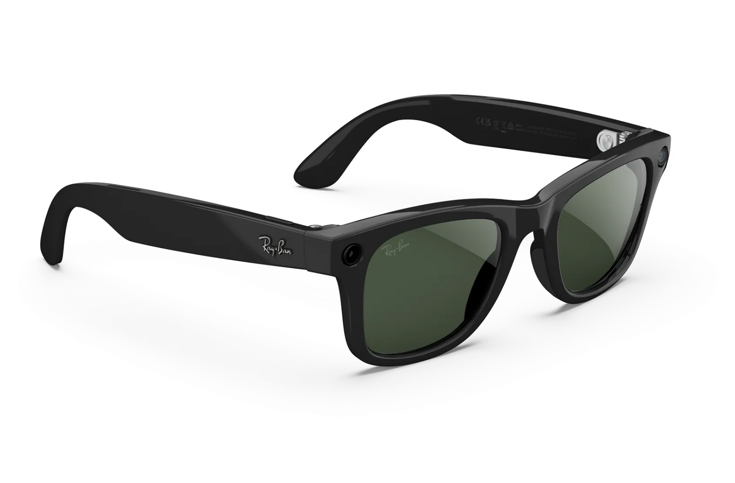Ray-Ban Meta Wayfarer (Gen 2) Sunglasses in Shiny Black w/ Transitions Graph. Green Lenses