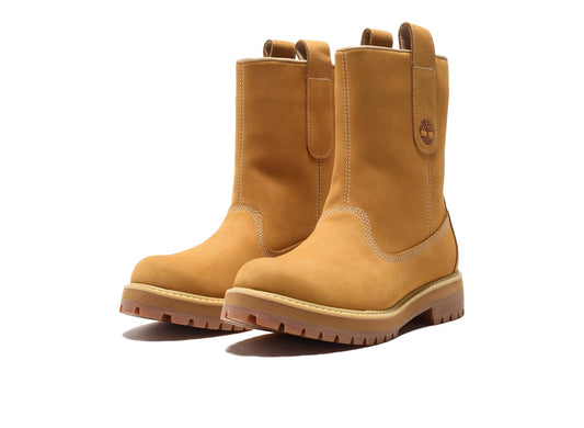 Timberland Heritage Mid Pull-On Boot in Wheat Nubuck - lateral view