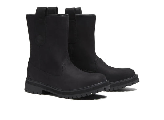 Timberland Heritage Mid Pull-On Boot in Black Nubuck - lateral view