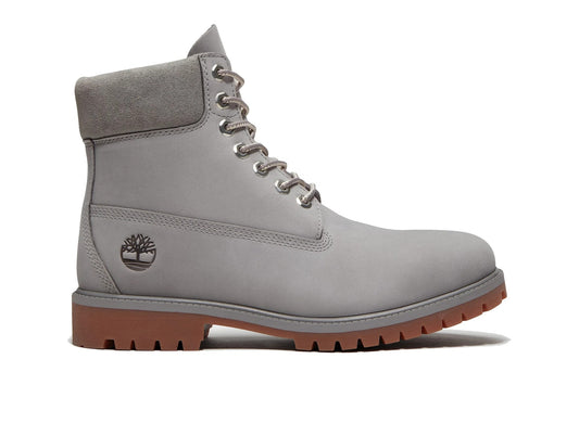 Timberland Heritage 6-Inch Waterproof Boot in Medium Greyout Nubuck - lateral view