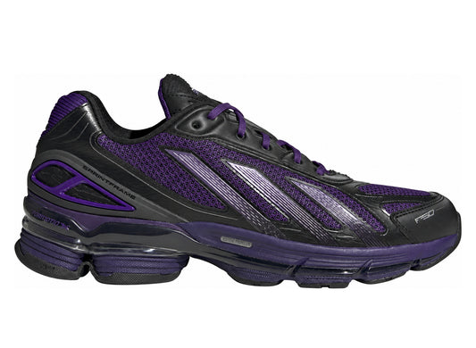 Adidas Formotion F50 in Core Black / Violet / Iron Metallic — right-facing side profile