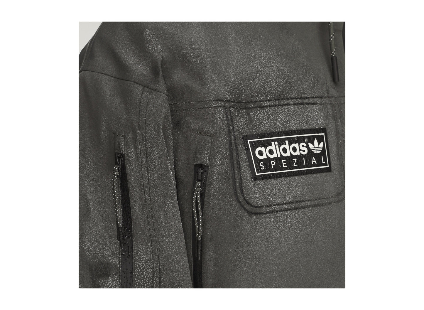 Adidas Springvale SPZL Parka in Legend Earth — fabric detail view
