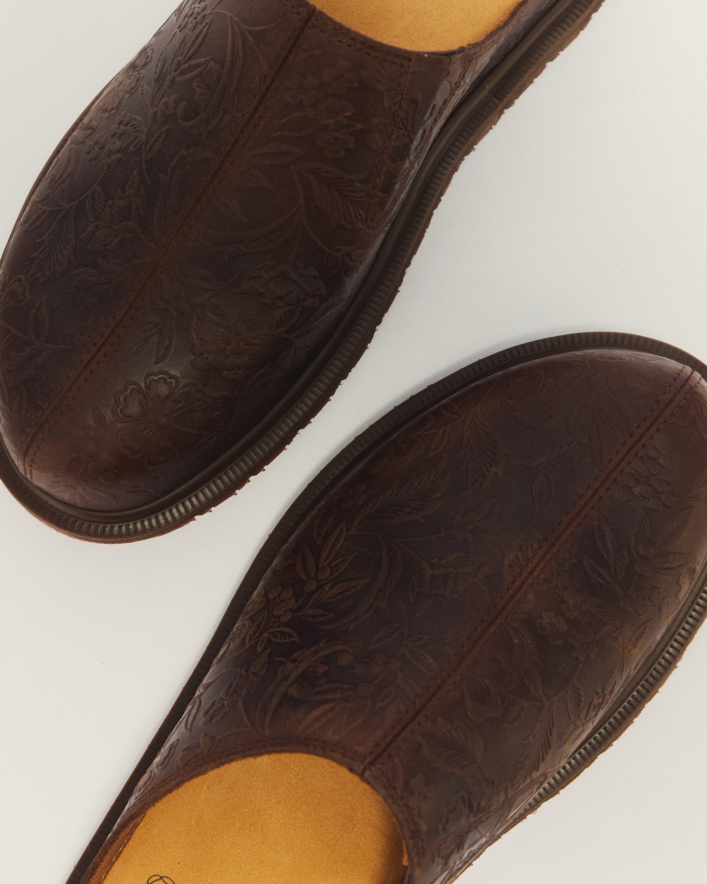 Dr. Martens San Floral Emboss Crazy Horse Leather Mule detail view