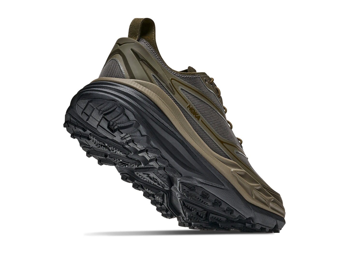 Hoka Stinson One7 in Antique Olive / Black – outsole angle