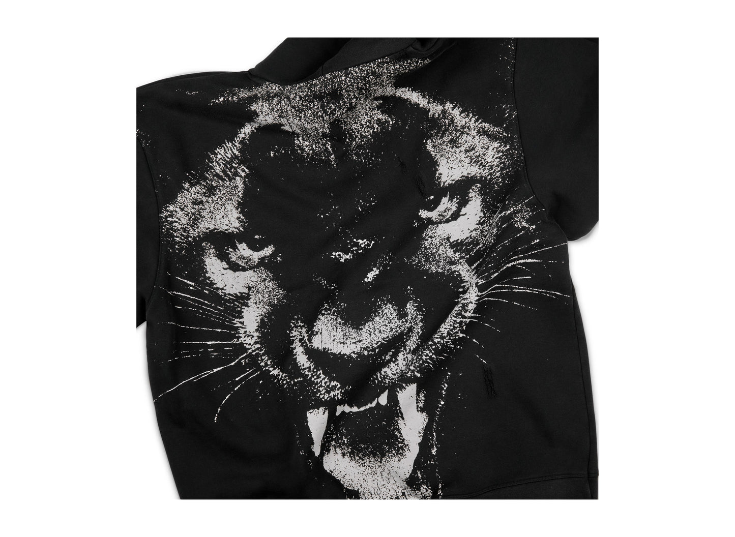 Jordan Black Cat Hoodie in Black / University Red — back graphic detail