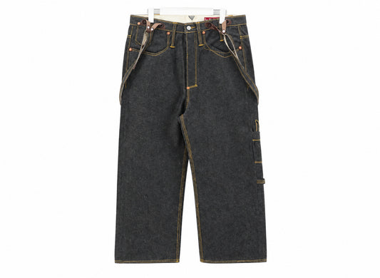 Junya Watanabe MAN x Levi's suspenders denim pants in black front