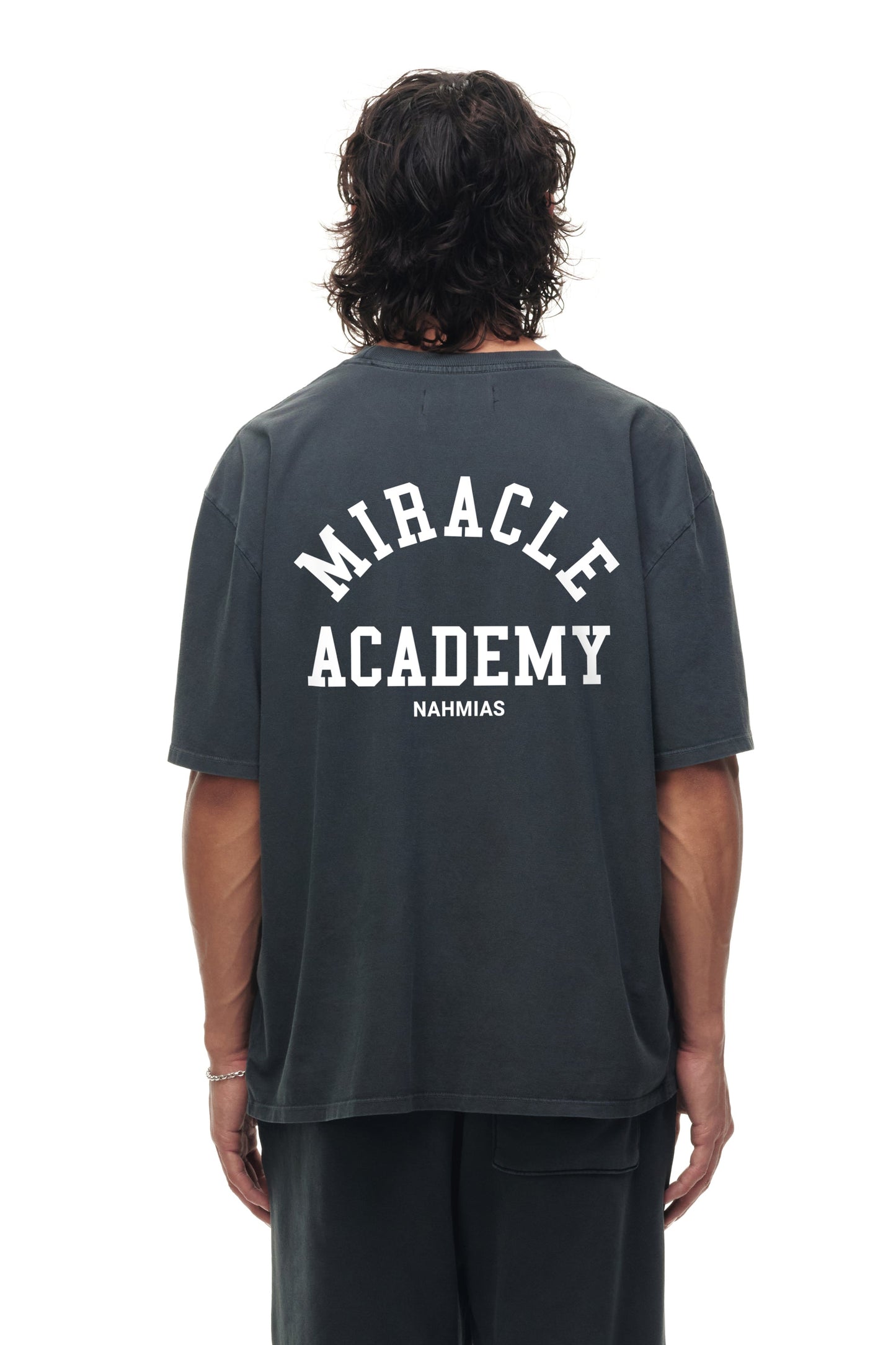 Nahmias Miracle Academy Boxy T-Shirt in Sunfade Black view 4