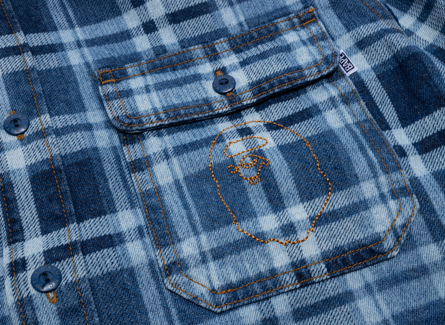 A Bathing Ape Bape Check Denim Shirt - view 2