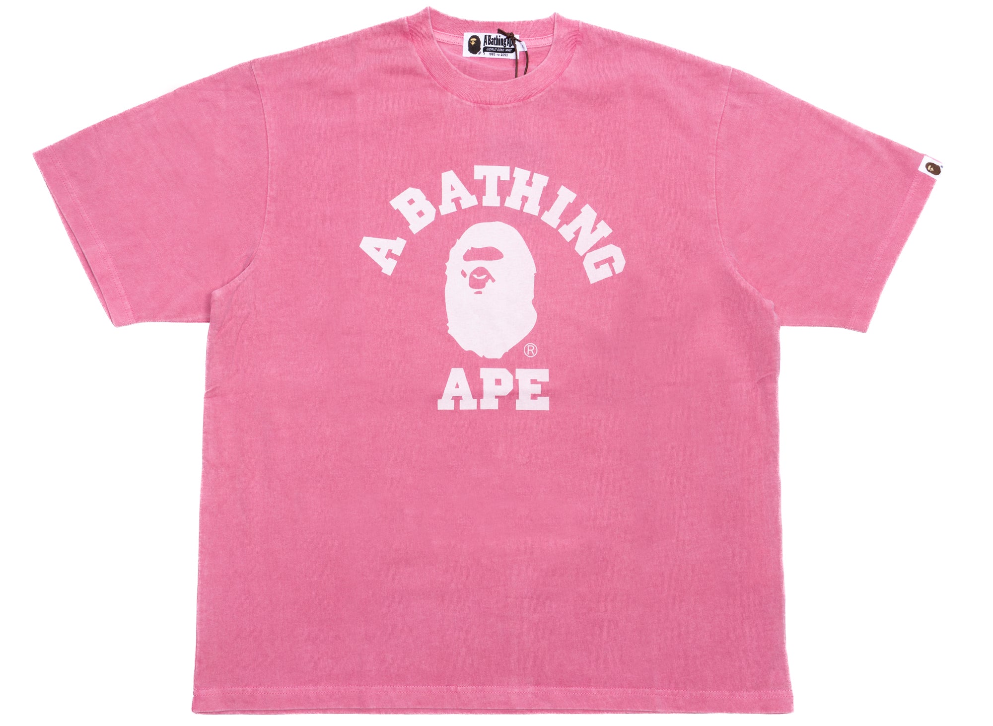 A BATHING APE Tシャツ ピンク A Bathing Ape College Overdye Tee in Pink | Oneness Boutique