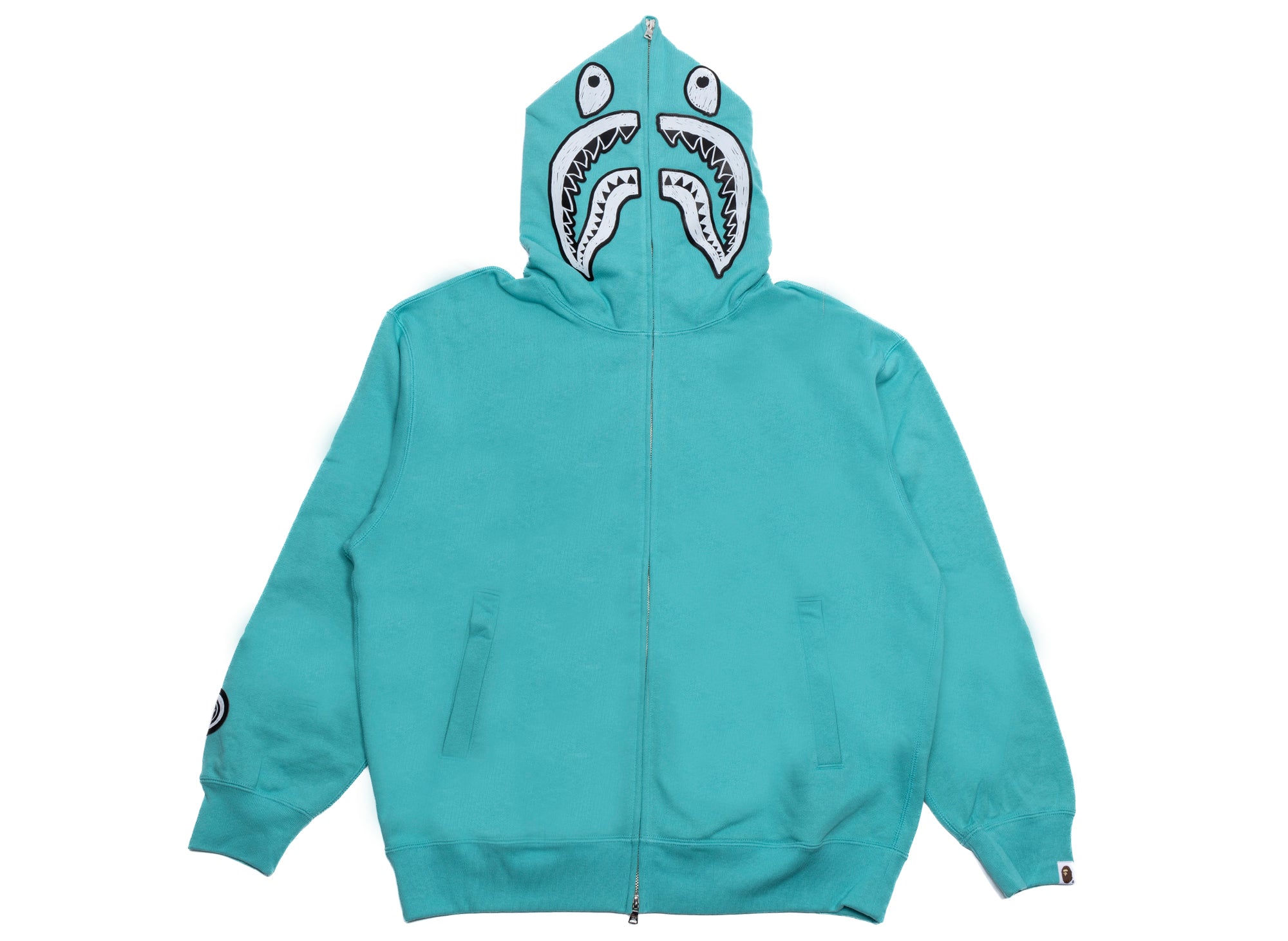 A BATHING APE エイプSHARK FULL ZIP HOODIE A Bathing Ape Hand Drawn Face Relaxed Fit Shark Full Zip Hoodie in